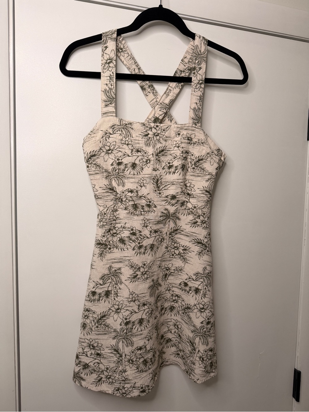 Z Supply Cream Mini Dress with Green Floral Print